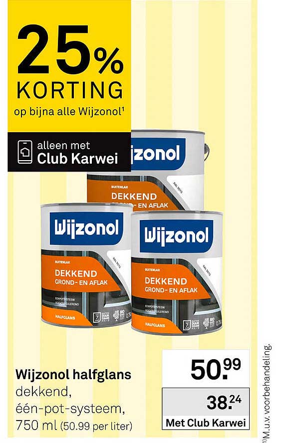 Wijzonol halfglans dekkend, één-pot-systeem, 750 ml 25% korting