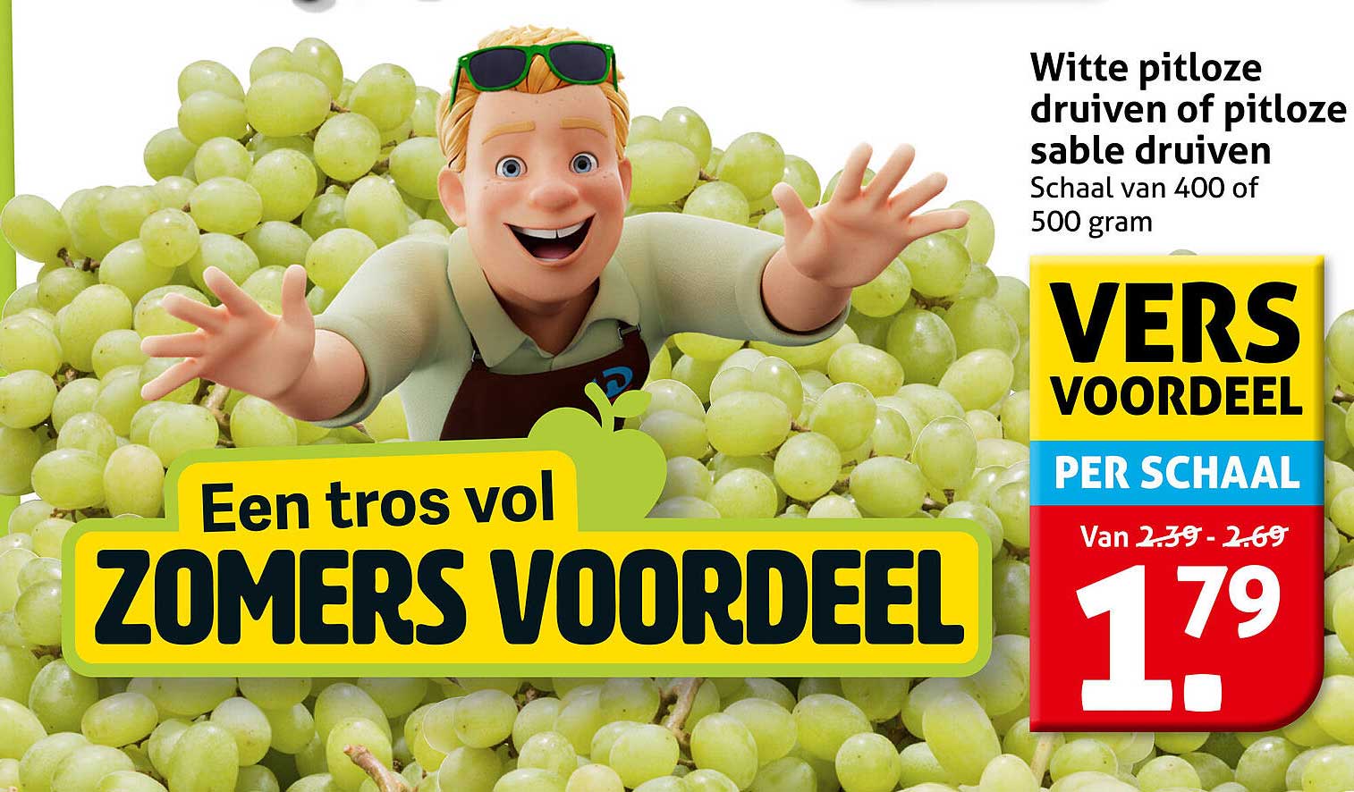 Witte pitloze druiven of pitloze sable druiven - Vers voordeel per schaal