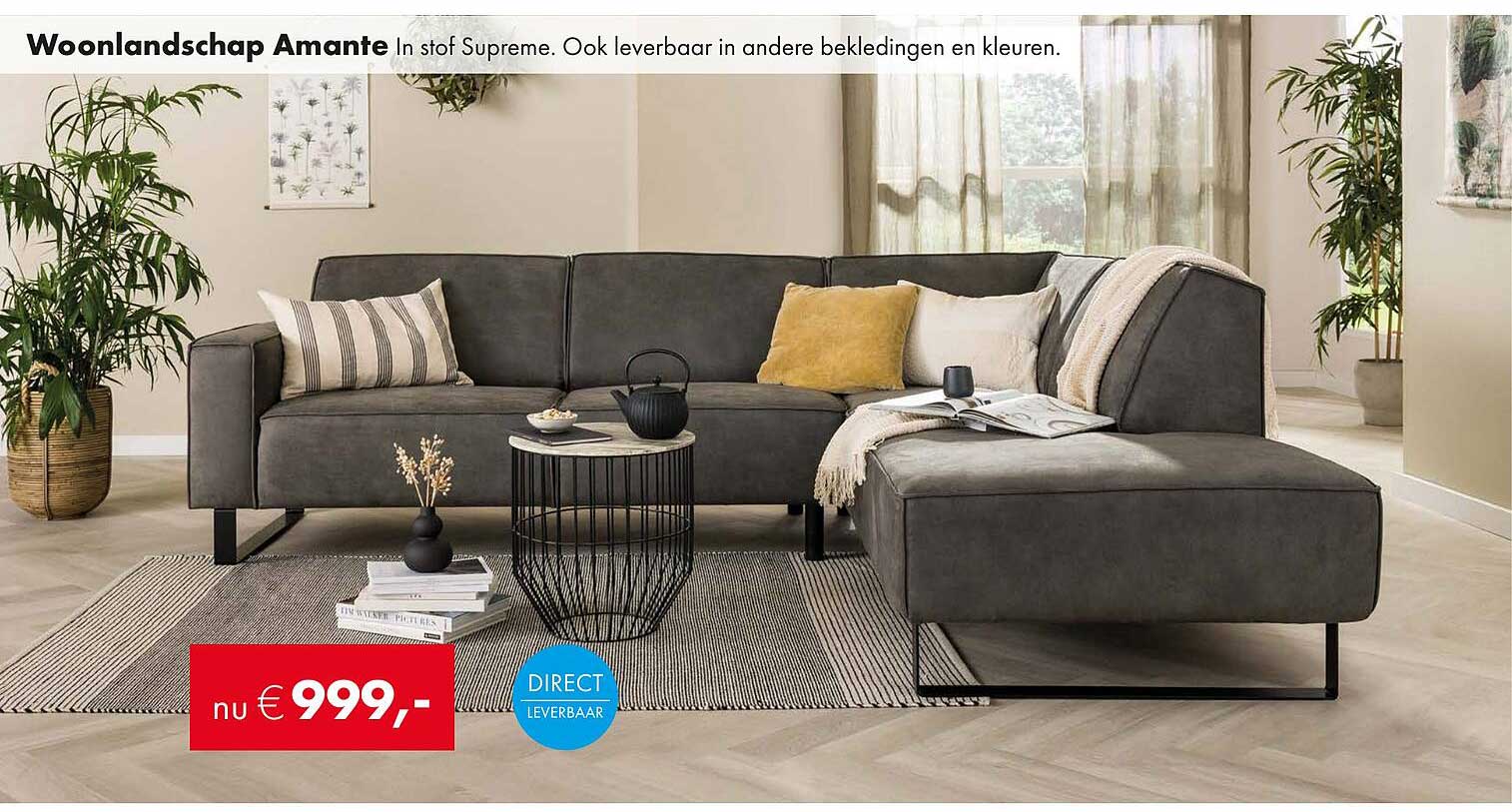 Woonlandschap Amante In stof Supreme. Ook leverbaar in andere bekledingen en kleuren.