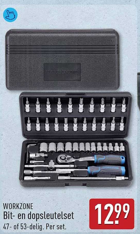 WORKZONE Bit- en dopsleutelset 47- of 53-delig. Per set.