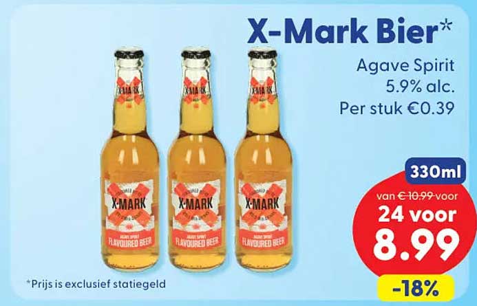 X-Mark Bier* Agave Spirit 5.9% alc. Per stuk €0.39 330ml -18%