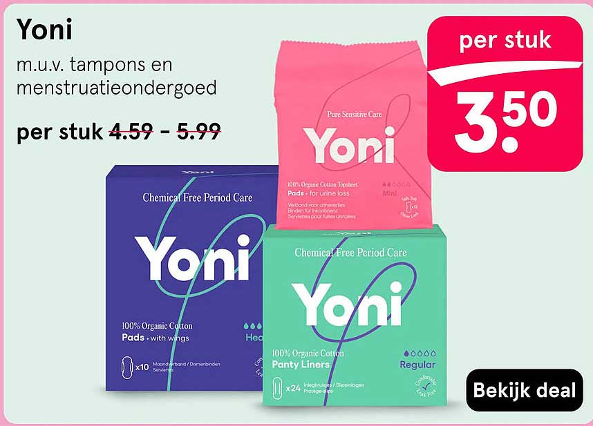 Yoni m.u.v. tampons en menstruatieondergoed per stuk