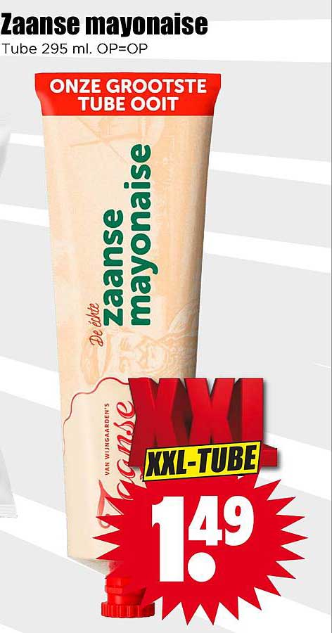 Zaanse mayonaise Tube 295 ml. OP=OP XXL-TUBE