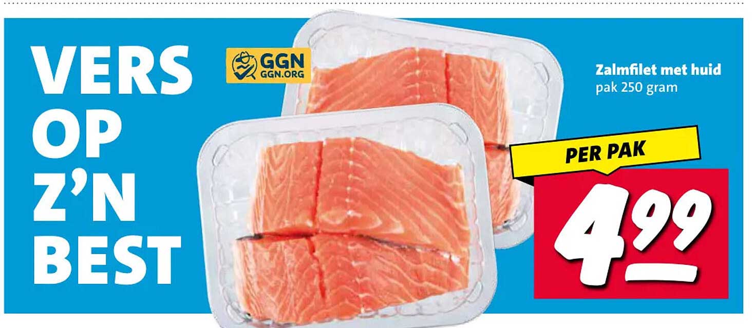 Zalmfilet met huid pak 250 gram PER PAK