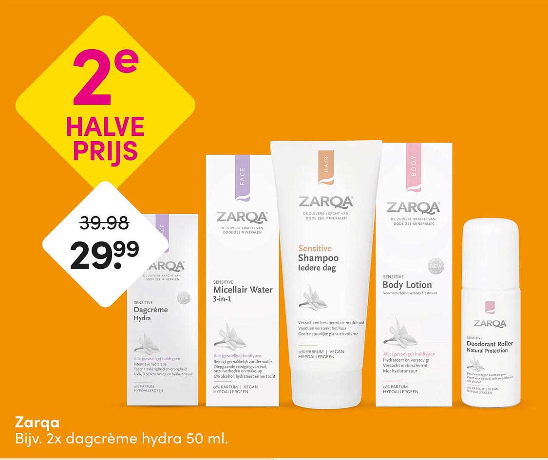 Zarqa Bijv. 2x dagcrème hydra 50 ml. 2e halve prijs