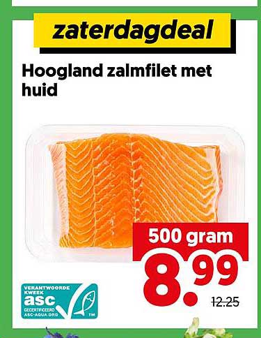 zaterdagdeal Hoogland zalmfilet met huid