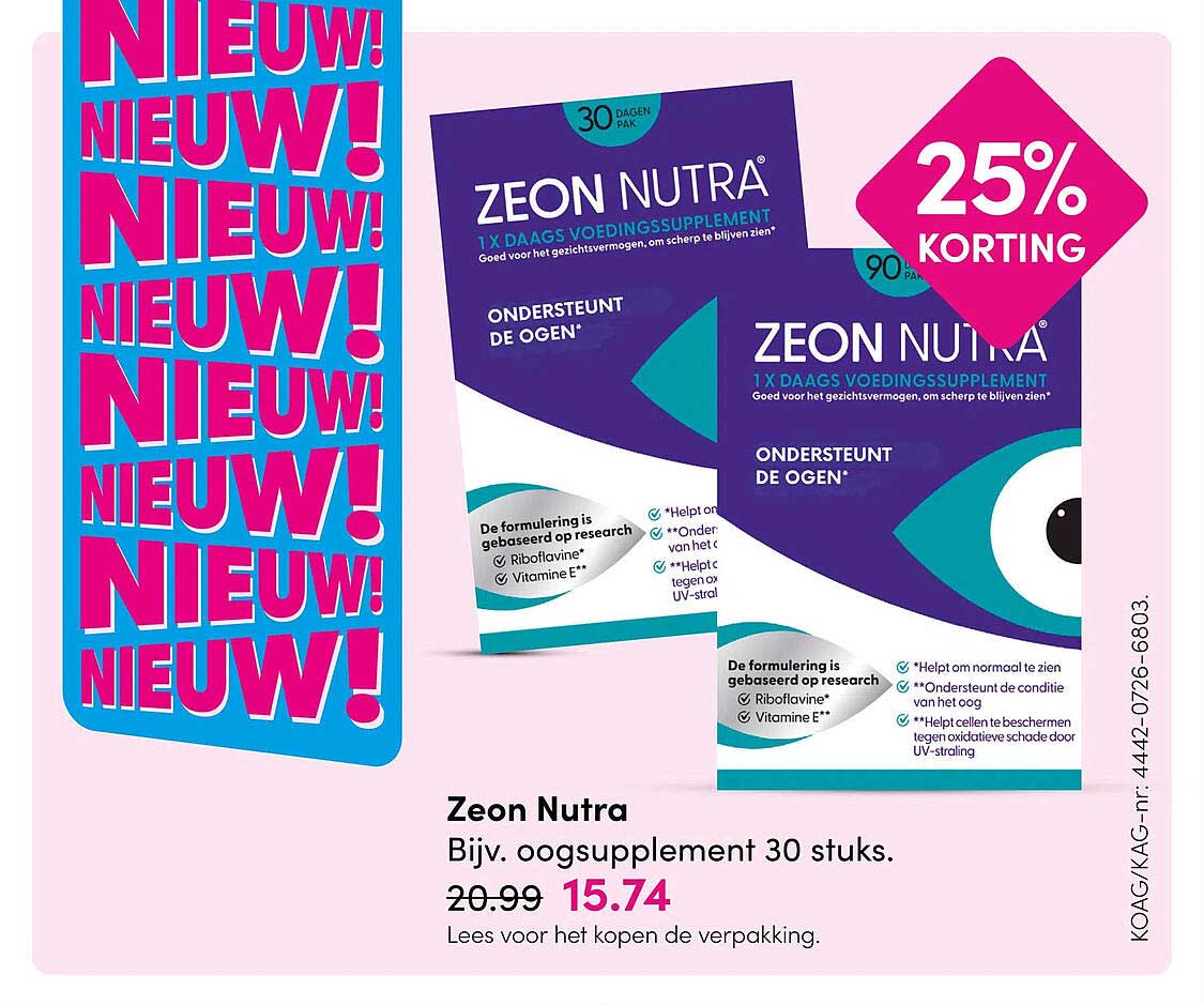Zeon Nutra Bijv. oogsupplement 30 stuks 25% KORTING