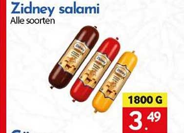 Zidney salami Alle soorten