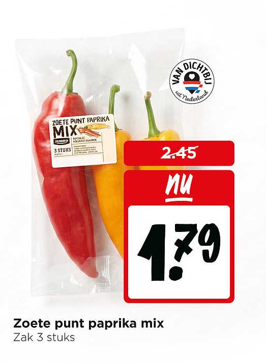 Zoete punt paprika mix Zak 3 stuks
