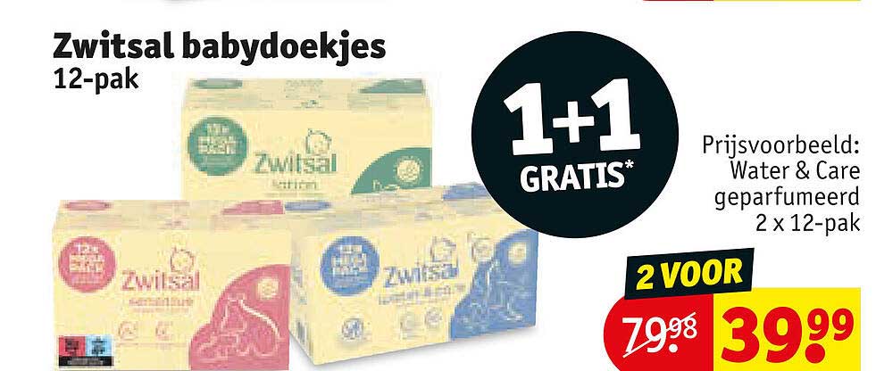 Zwitsal babydoekjes 12-pak 1+1 GRATIS*