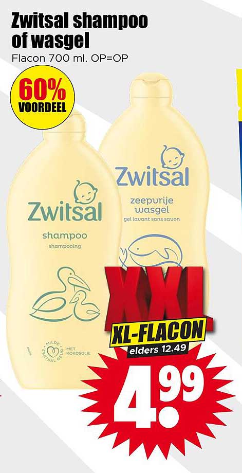 Zwitsal shampoo of wasgel XL-FLACON elders 12.49