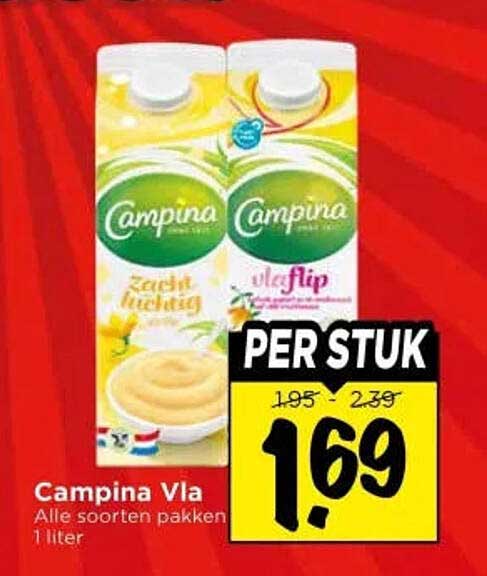 Campina Vla Alle soorten pakken 1 liter PER STUK
