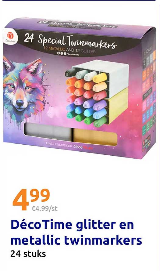 DécoTime glitter en metallic twinmarkers 24 stuks