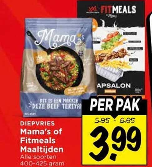 Diepvries Mama's of Fitmeals Maaltijden Alle soorten 400-425 gram PER PAK