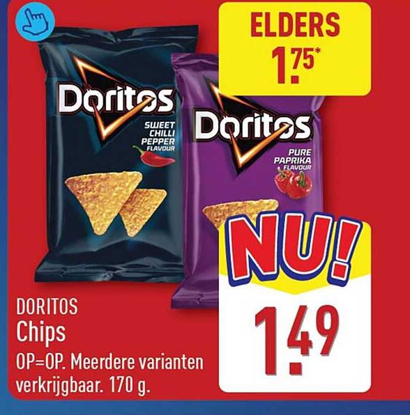 DORITOS Chips OP=OP. Meerdere varianten verkrijgbaar. 170 g. NU!