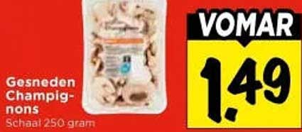 Gesneden Champignons Schaal 250 gram