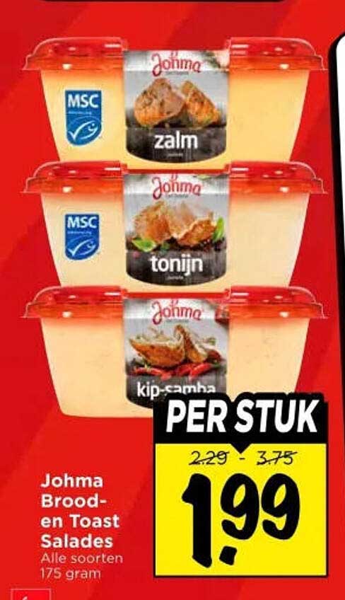 Johma Brood- en Toast Salades Alle soorten 175 gram PER STUK