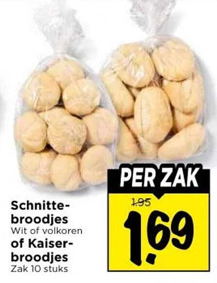Schnitte-broodjes Wit of volkoren of Kaiser-broodjes Zak 10 stuks PER ZAK