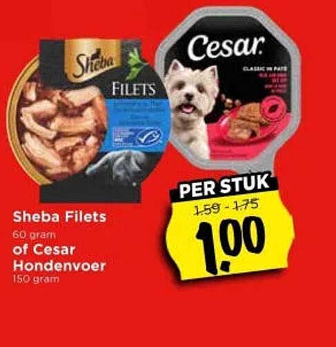 Sheba Filets of Cesar Hondenvoer PER STUK
