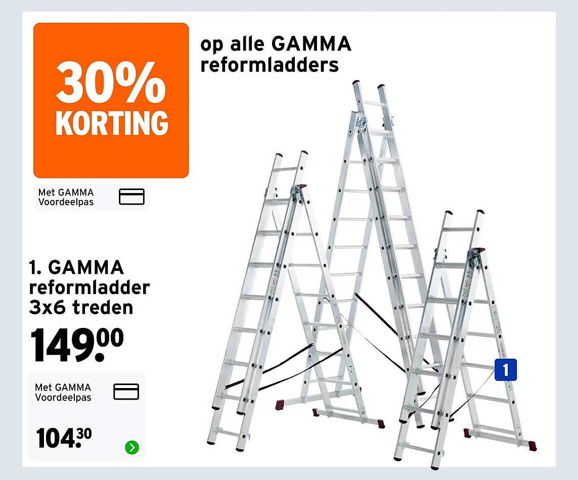 1. GAMMA reformladder 3x6 treden 30% KORTING