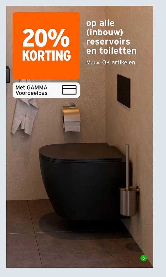 20% KORTING op alle (inbouw) reservoirs en toiletten
