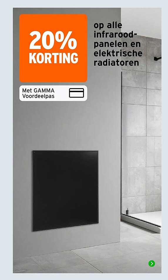 20% KORTING op alle infrarood-panelen en elektrische radiatoren