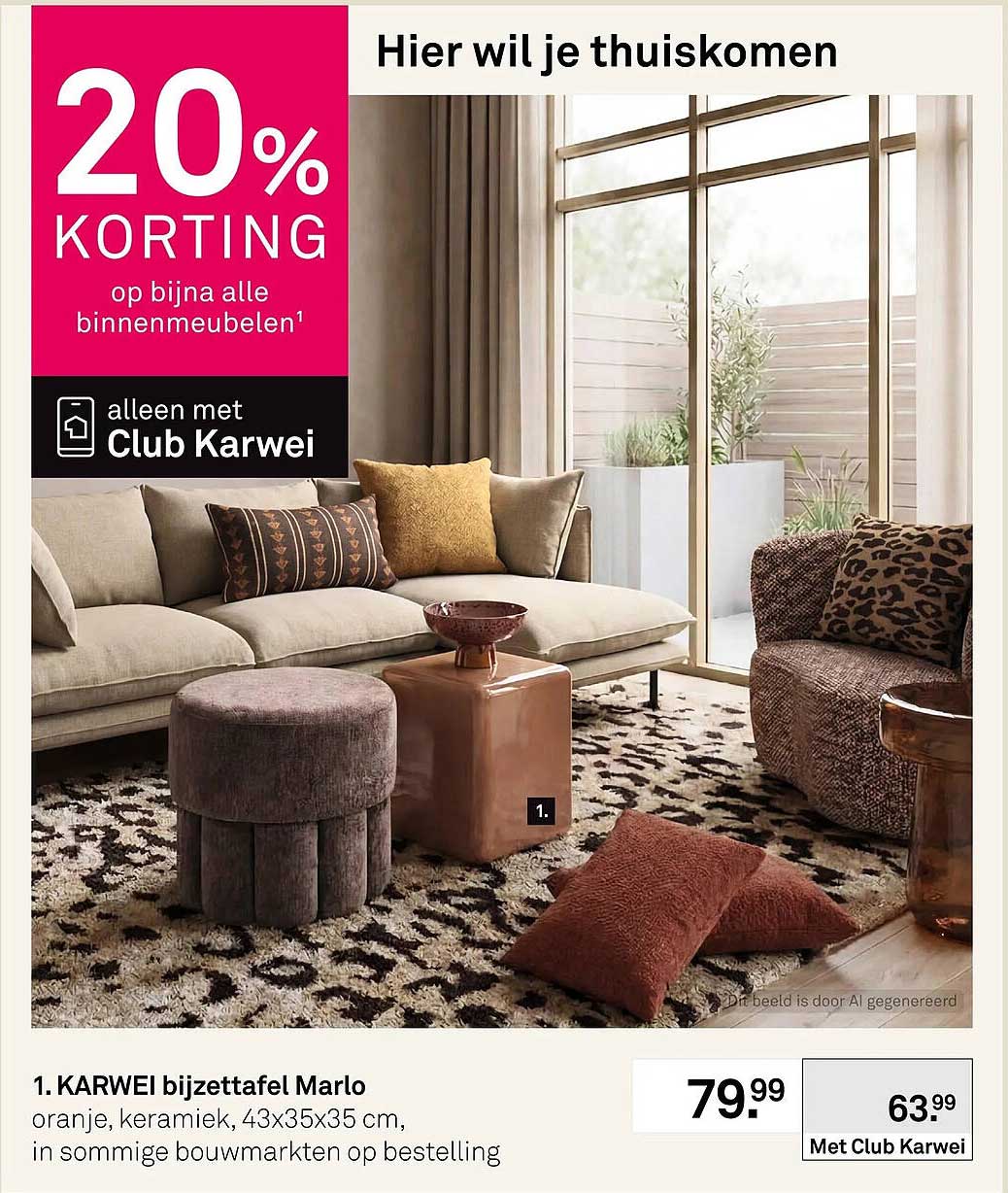 20% KORTING op bijna alle binnenmeubelen¹