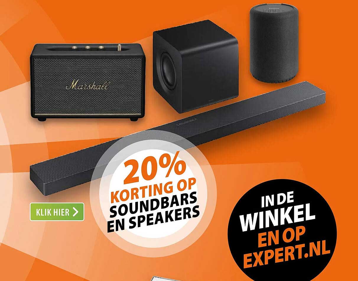 20% KORTING OP SOUNDBARS EN SPEAKERS
