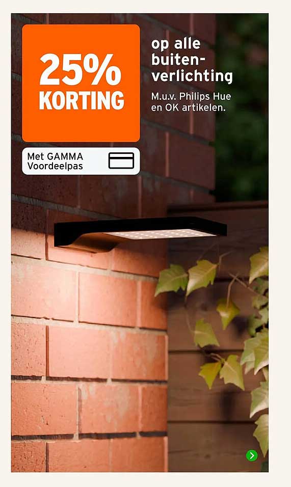 25% korting op alle buitenverlichting
