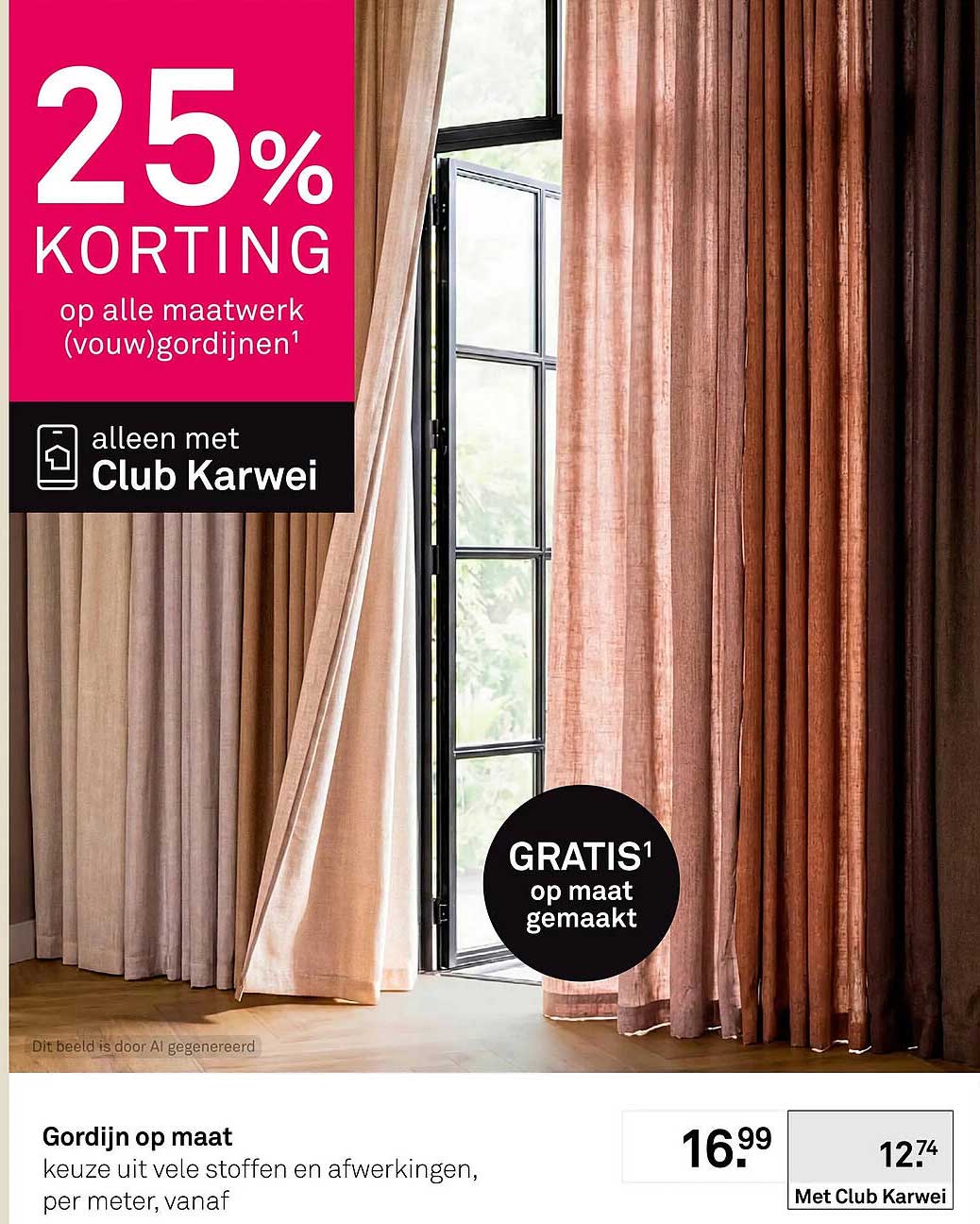 25% KORTING op alle maatwerk (vouw)gordijnen¹