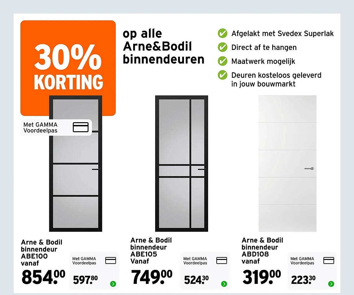 30% KORTING op alle Arne&Bodil binnendeuren