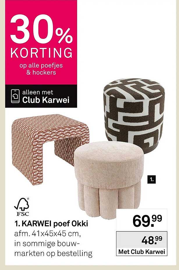 30% KORTING op alle poefjes & hockers
