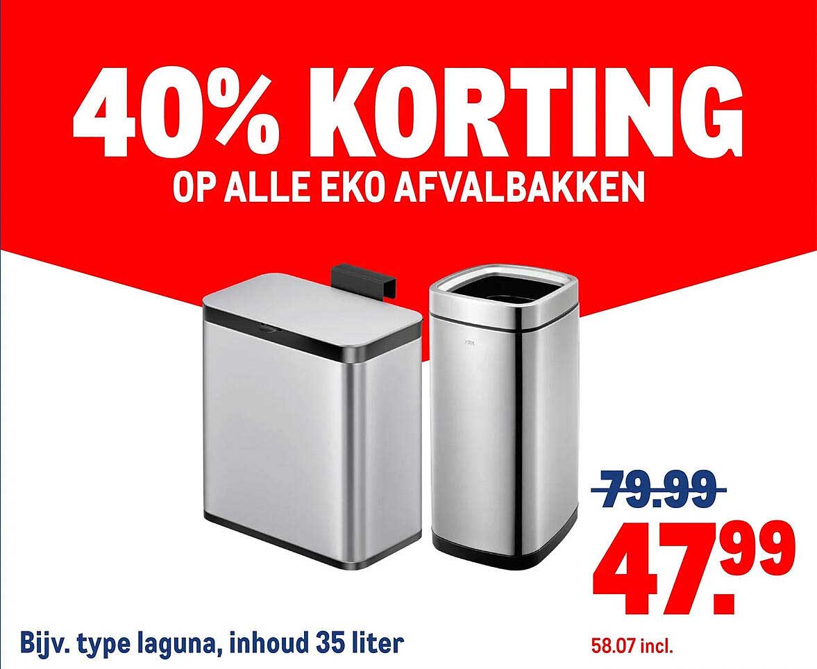 40% KORTING OP ALLE EKO AFVALBAKKEN