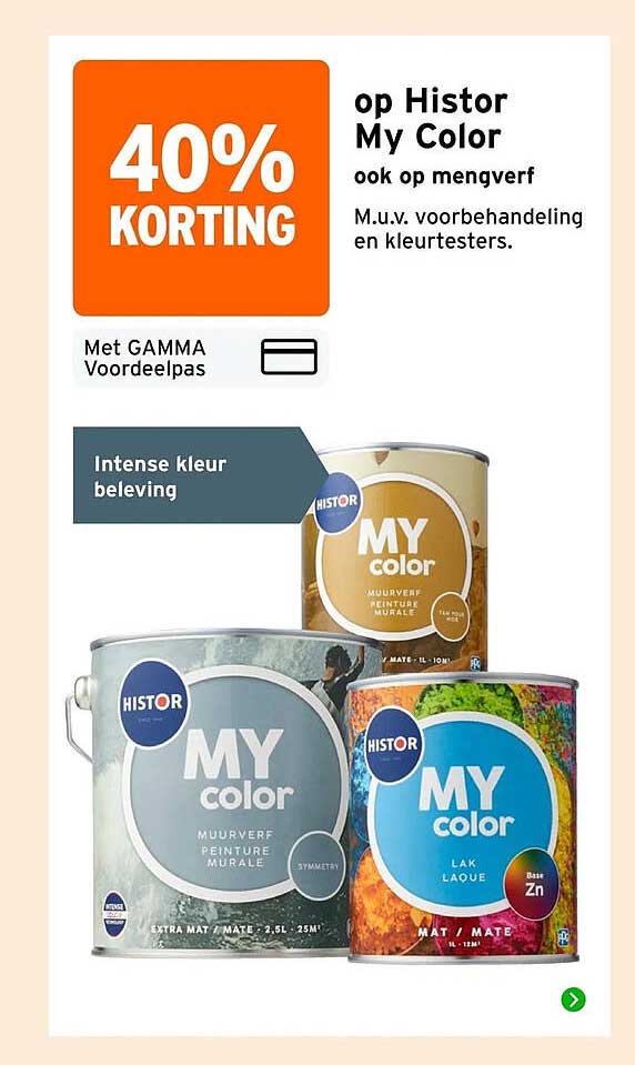 40% KORTING op Histor My Color ook op mengverf