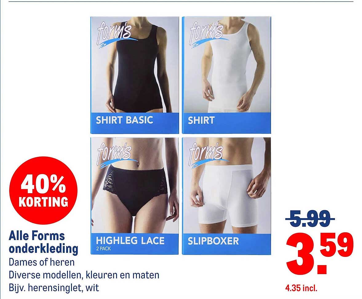 Alle Forms onderkleding 40% korting