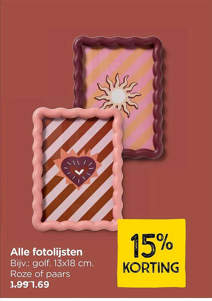 Alle fotolijsten Bijv.: golf. 13x18 cm. Roze of paars 15% KORTING