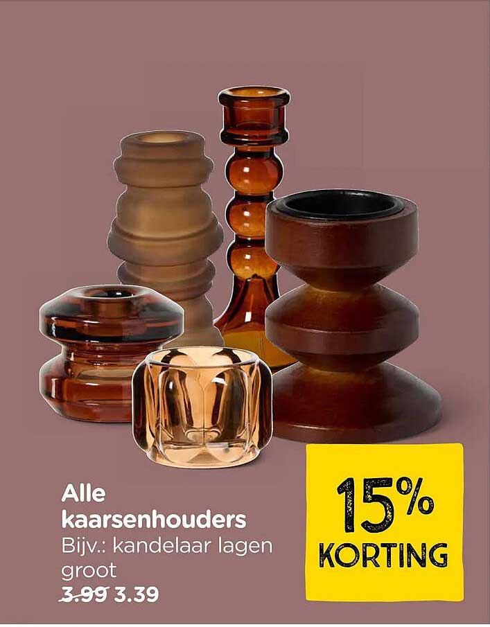 Alle kaarsenhouders Bijv.: kandelaar lagen groot 15% KORTING
