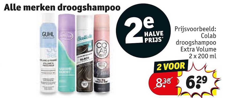 Alle merken droogshampoo 2e halve prijs