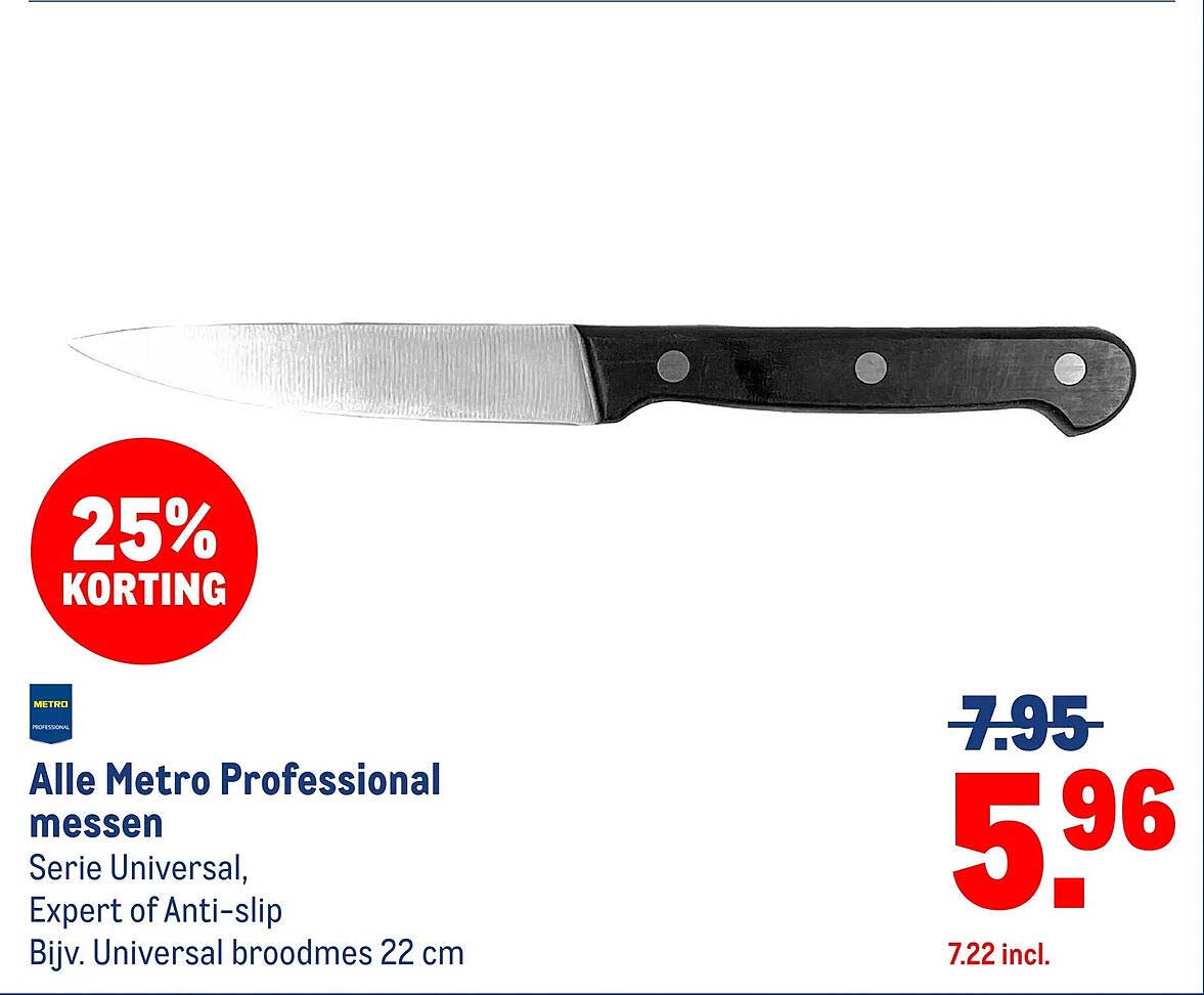 Alle Metro Professional messen Serie Universal, Expert of Anti-slip Bijv. Universal broodmes 22 cm 25% KORTING