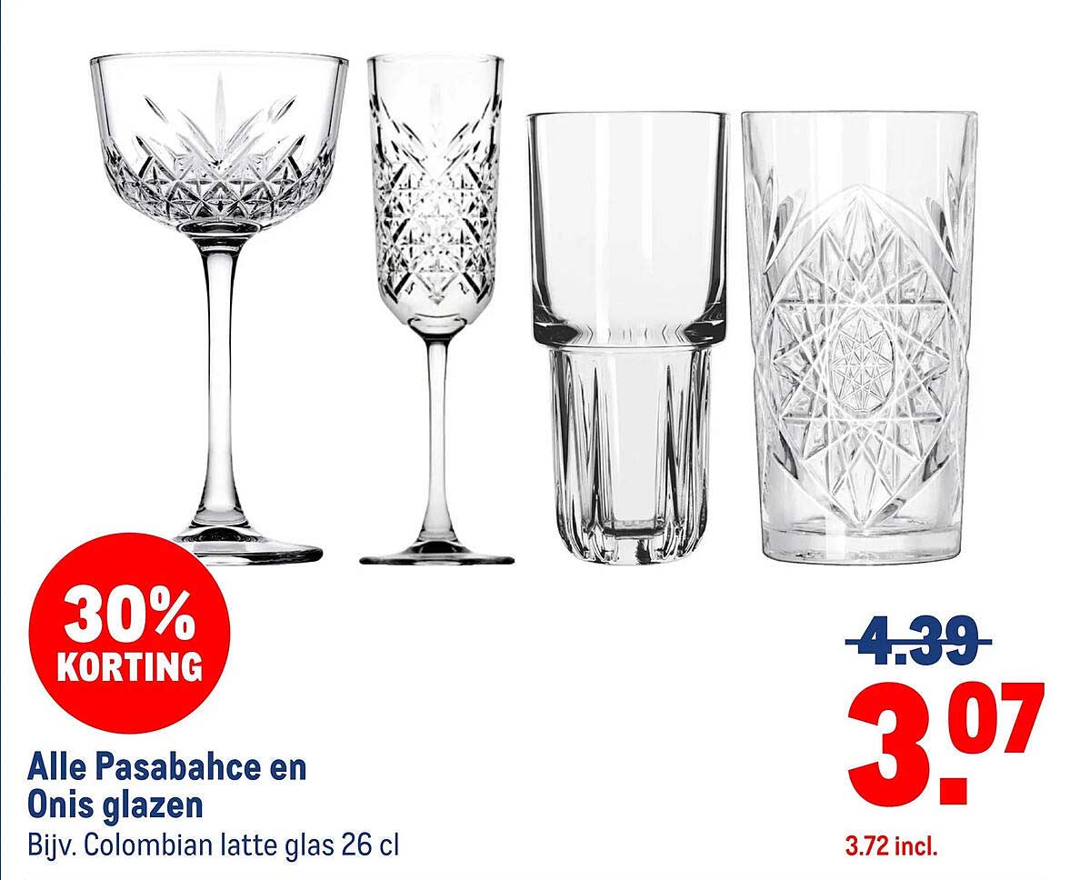 Alle Pasabahce en Onis glazen