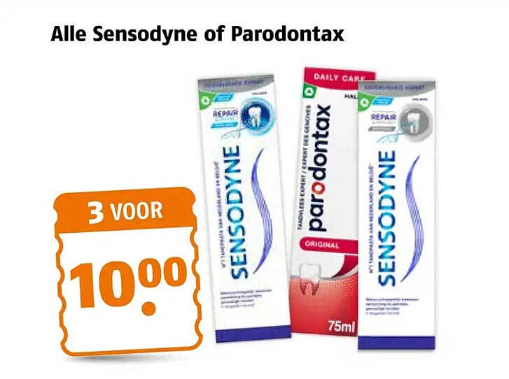 Alle Sensodyne of Parodontax 3 voor 10.00