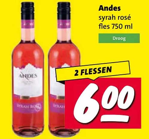 Andes syrah rosé fles 750 ml 2 FLESSEN