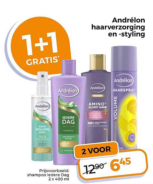 Andrélon haarverzorging en -styling 1+1 gratis 2 VOOR