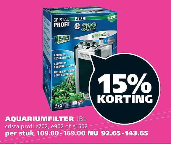 AQUARIUMFILTER JBL cristalprofi e702, e902 of e1502 per stuk 15% KORTING