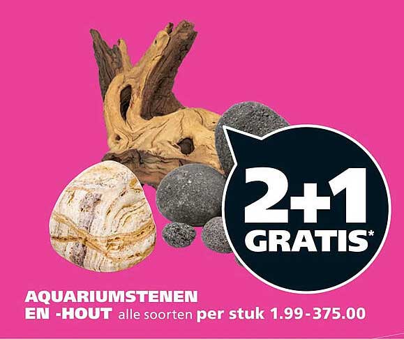 AQUARIUMSTENEN EN -HOUT alle soorten per stuk 1.99-375.00 2+1 GRATIS*