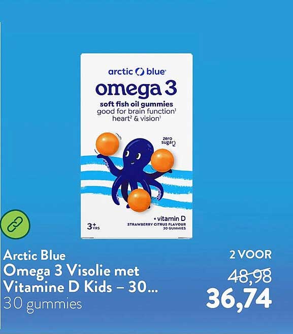 Arctic Blue Omega 3 Visolie met Vitamine D Kids – 30 gummies