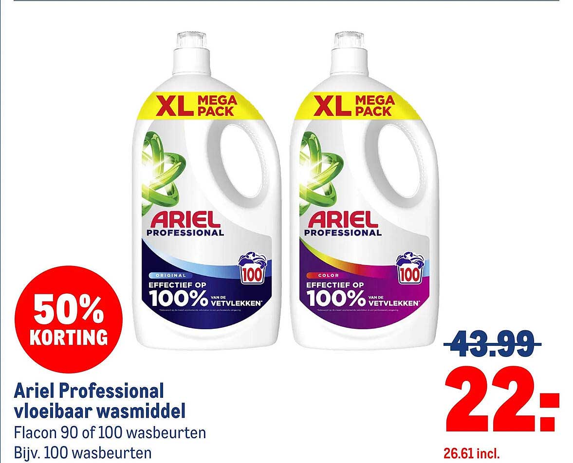 Ariel Professional vloeibaar wasmiddel 50% korting
