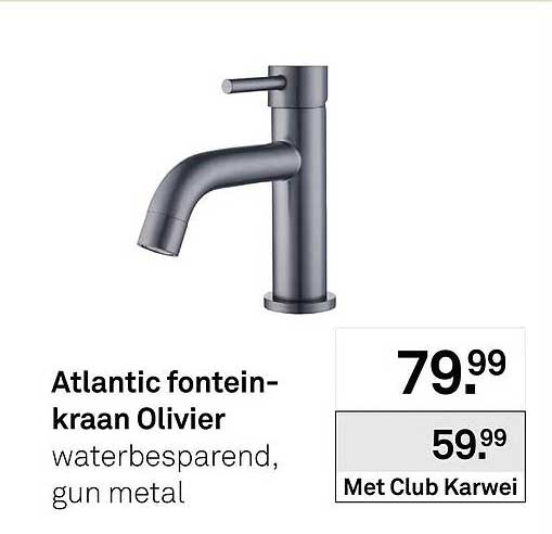 Atlantic fontein-kraan Olivier waterbesparend, gun metal
