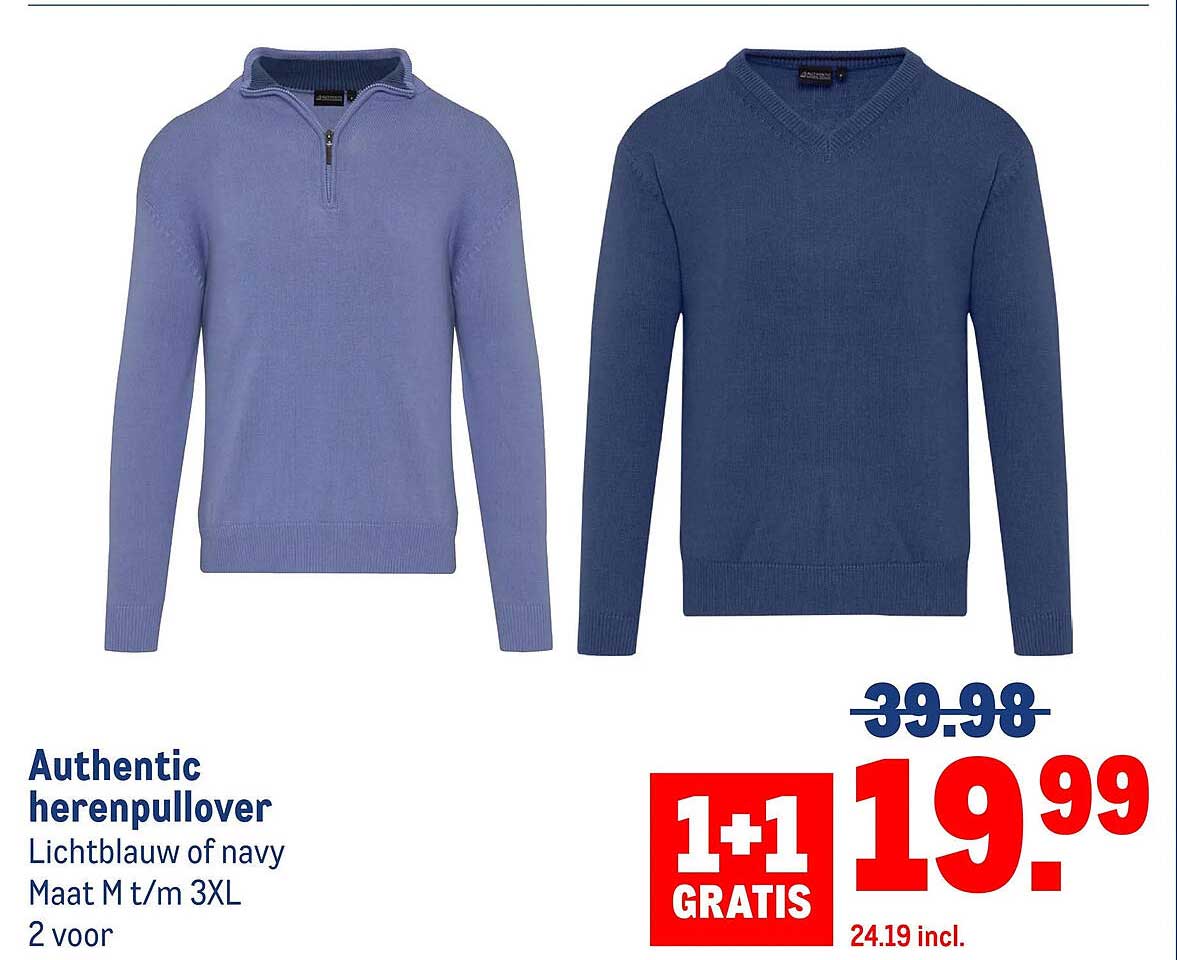 Authentic herenpullover 1+1 GRATIS