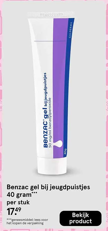 Benzac gel bij jeugdpuistjes 40 gram*** per stuk